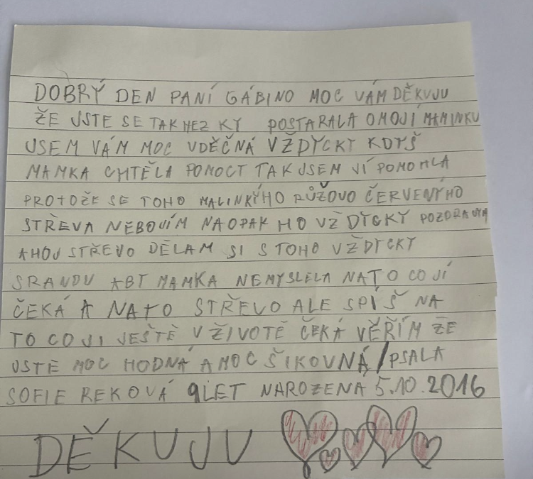 Dojemné poděkování